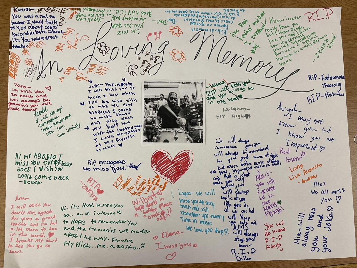 A poster created by students and staff on Monday, December 16th to send our goodbyes to Mr. Agosto