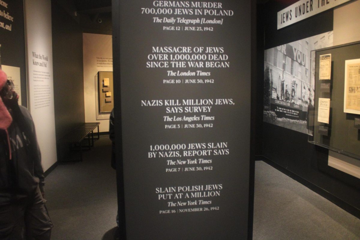 This exhibit shows how little importance newspapers around the world gave to the massacre of Jews at the time. 